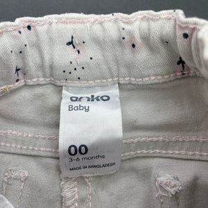 Girls Anko, floral stretch cotton pants, adjustable, GUC, size 00,  