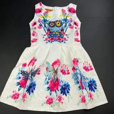 Girls DNS DFS, lightweight floral dress, owls, GUC, size 8, L: 62cm