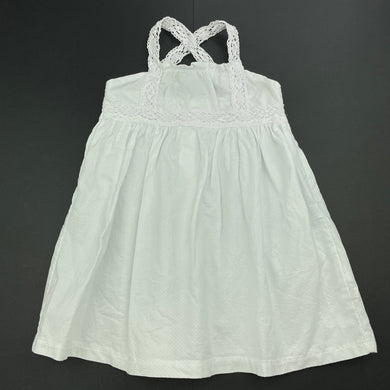Girls Bebe by Minihaha, white cotton summer dress, GUC, size 12 months, L: 41cm