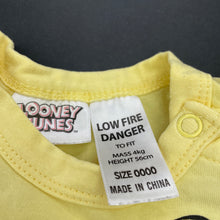 Load image into Gallery viewer, Girls Looney Tunes, Tweety Pie bodysuit / romper, GUC, size 0000,  