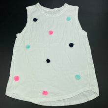 Load image into Gallery viewer, Girls Clothing &amp; Co, white cotton tank top, pom poms, GUC, size 14,  