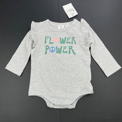 Girls Cotton On, grey marle bodysuit / romper, NEW, size 00,  