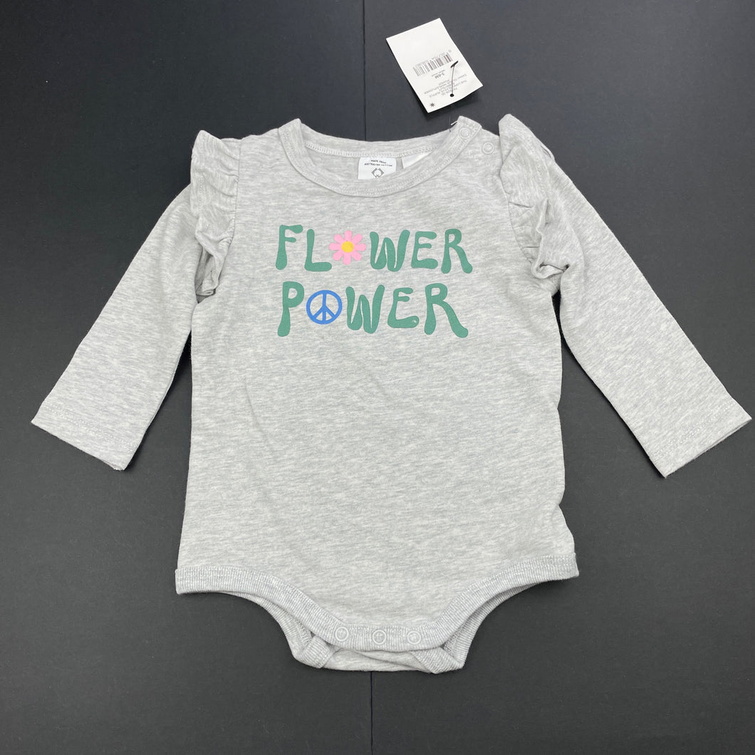 Girls Cotton On, grey marle bodysuit / romper, NEW, size 00,  