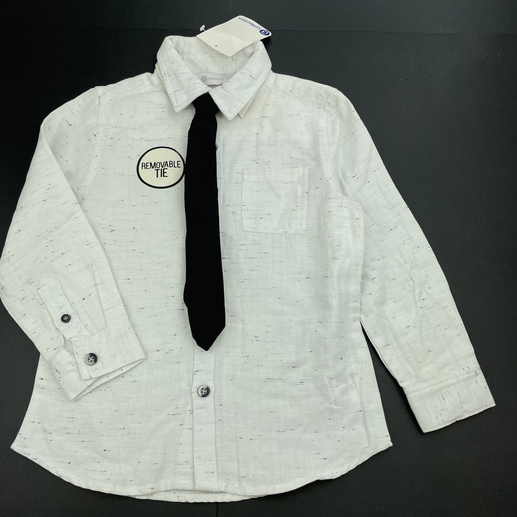 Boys B Collection, long sleeve shirt + removable tie, NEW, size 4,  
