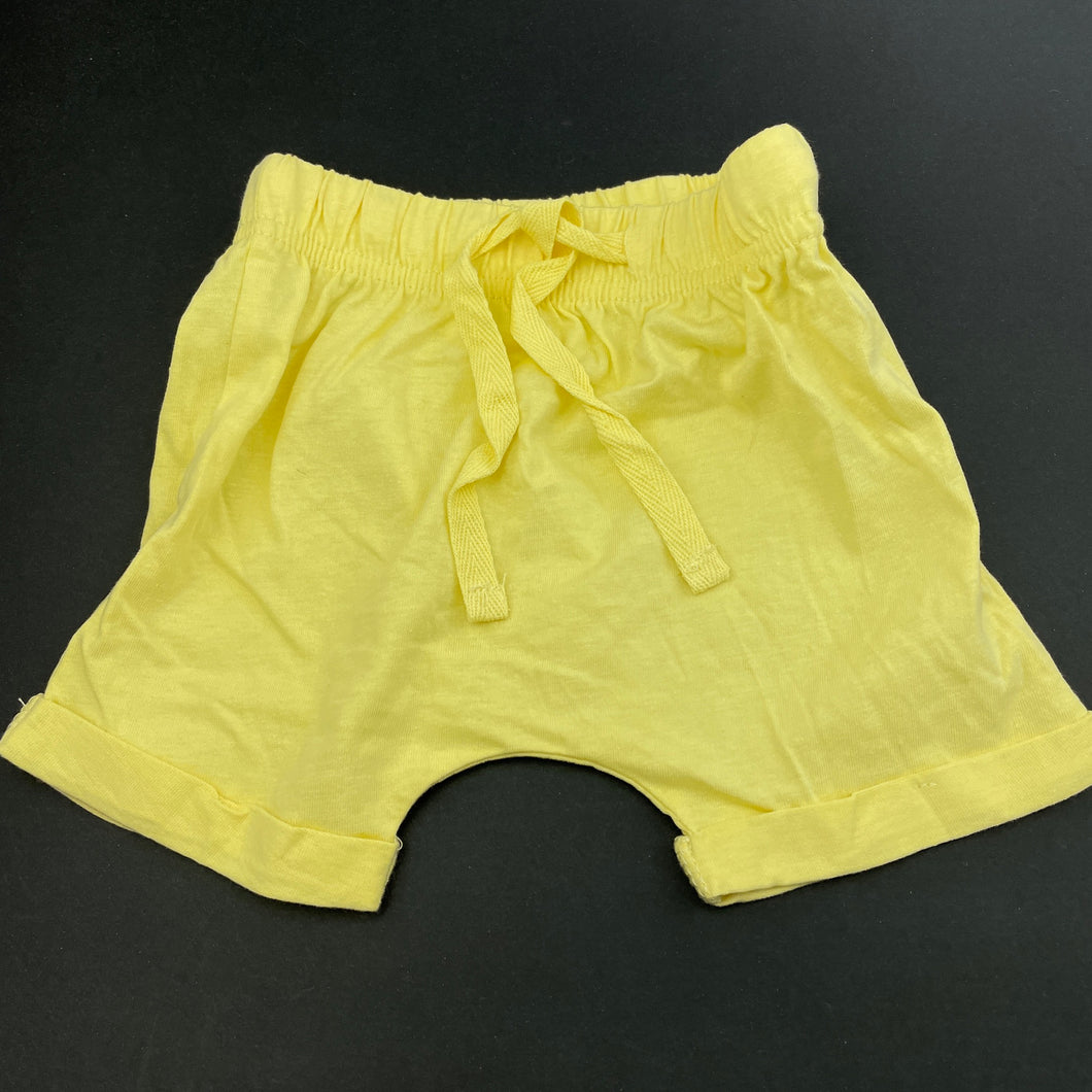 unisex Baby Berry, yellow cotton shorts, elasticated, EUC, size 000,  