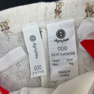 Girls Dymples, pointelle cotton footed leggings / bottoms, EUC, size 000,  