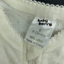 Load image into Gallery viewer, unisex Baby Berry, pointelle cotton zip coverall / romper, NEW, size 0,  