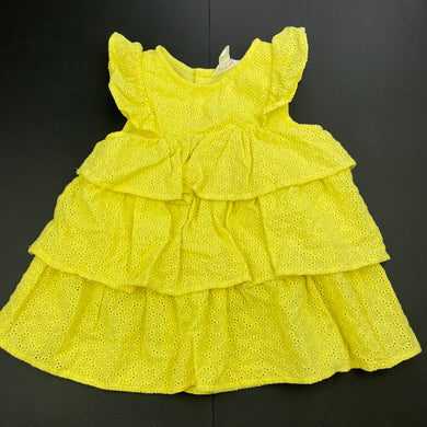 Girls Country Road, tiered broderie cotton dress, GUC, size 0, L: 38cm