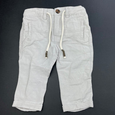 Boys Bardot Junior, grey linen blend pants, adjustable, EUC, size 000,  