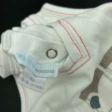 Load image into Gallery viewer, unisex Plum Precious, white cotton romper, FUC, size 00,  