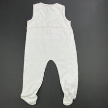 Load image into Gallery viewer, unisex Plum Precious, white cotton romper, FUC, size 00,  