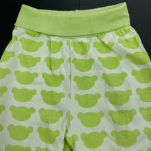 Load image into Gallery viewer, unisex FIXONI, green &amp; white cotton pants / bottoms, elasticated, GUC, size 000,  