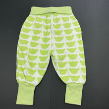Load image into Gallery viewer, unisex FIXONI, green &amp; white cotton pants / bottoms, elasticated, GUC, size 000,  