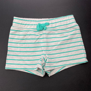 unisex Target, green & grey stripe shorts, elasticated, EUC, size 000,  