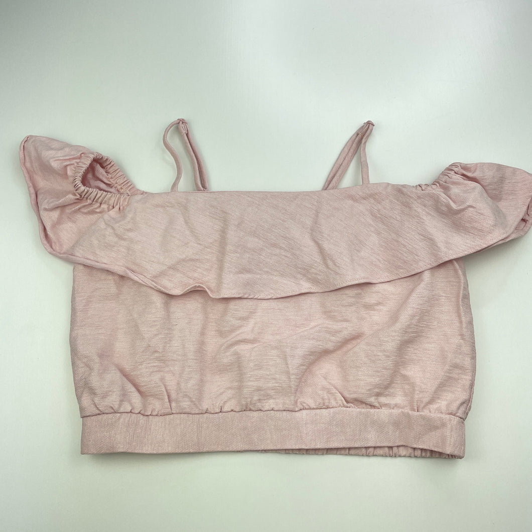 Girls Bardot Junior, pink cropped summer top, GUC, size 12,  