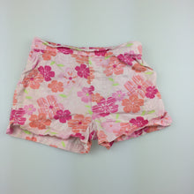Load image into Gallery viewer, Girls H+T, pretty pink floral cotton shorts, elasticated, GUC, size 1