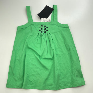 Girls Cotton On, green cotton embroidered tank top, NEW, size 6,  