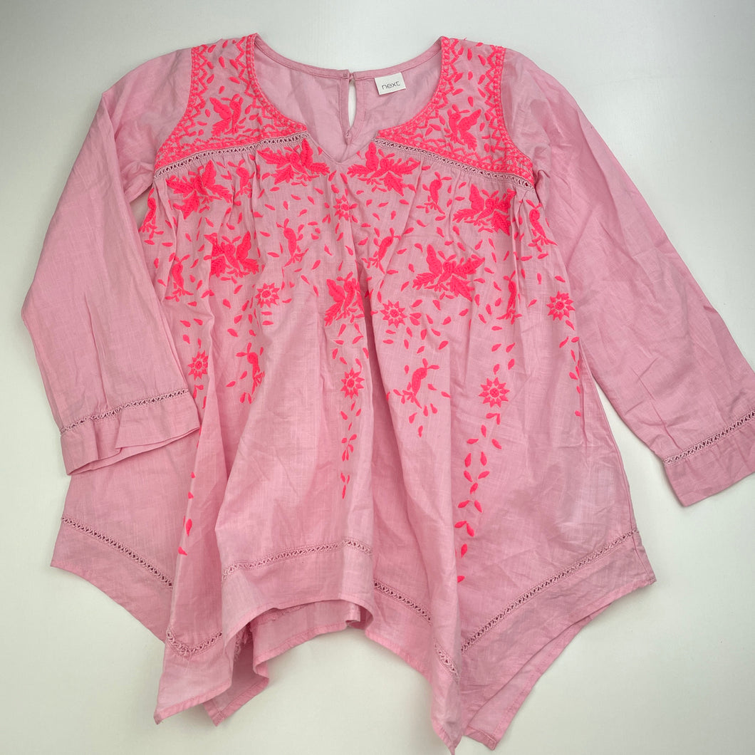 Girls Next, embroidered lightweight cotton long sleeve top, marks back left cuff, FUC, size 5,  