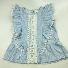 Load image into Gallery viewer, Girls Dymples, striped cotton top, lace detail, EUC, size 1,  