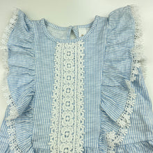 Load image into Gallery viewer, Girls Dymples, striped cotton top, lace detail, EUC, size 1,  