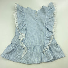 Load image into Gallery viewer, Girls Dymples, striped cotton top, lace detail, EUC, size 1,  