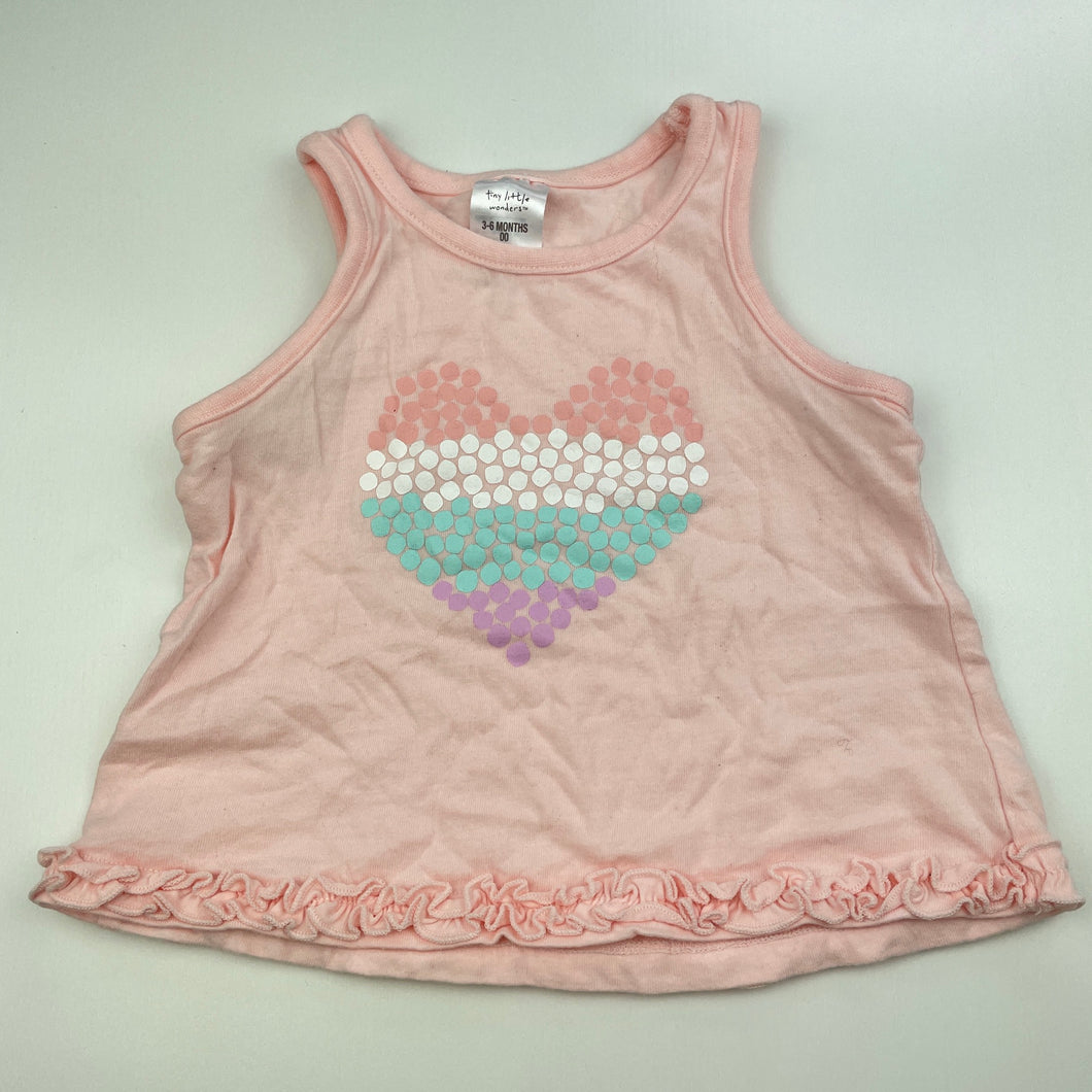 Girls Tiny Little Wonders, pink cotton top, heart, EUC, size 00,  