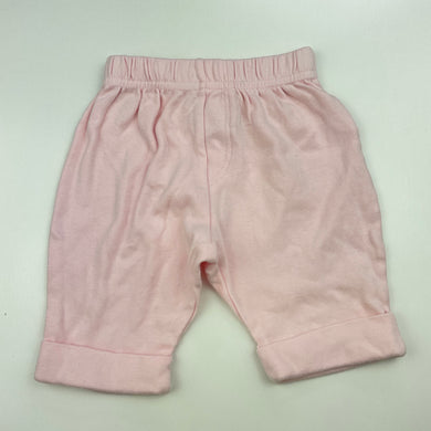 Girls Baby Solutions, pink cotton pants / bottoms, elasticated, FUC, size 0000,  