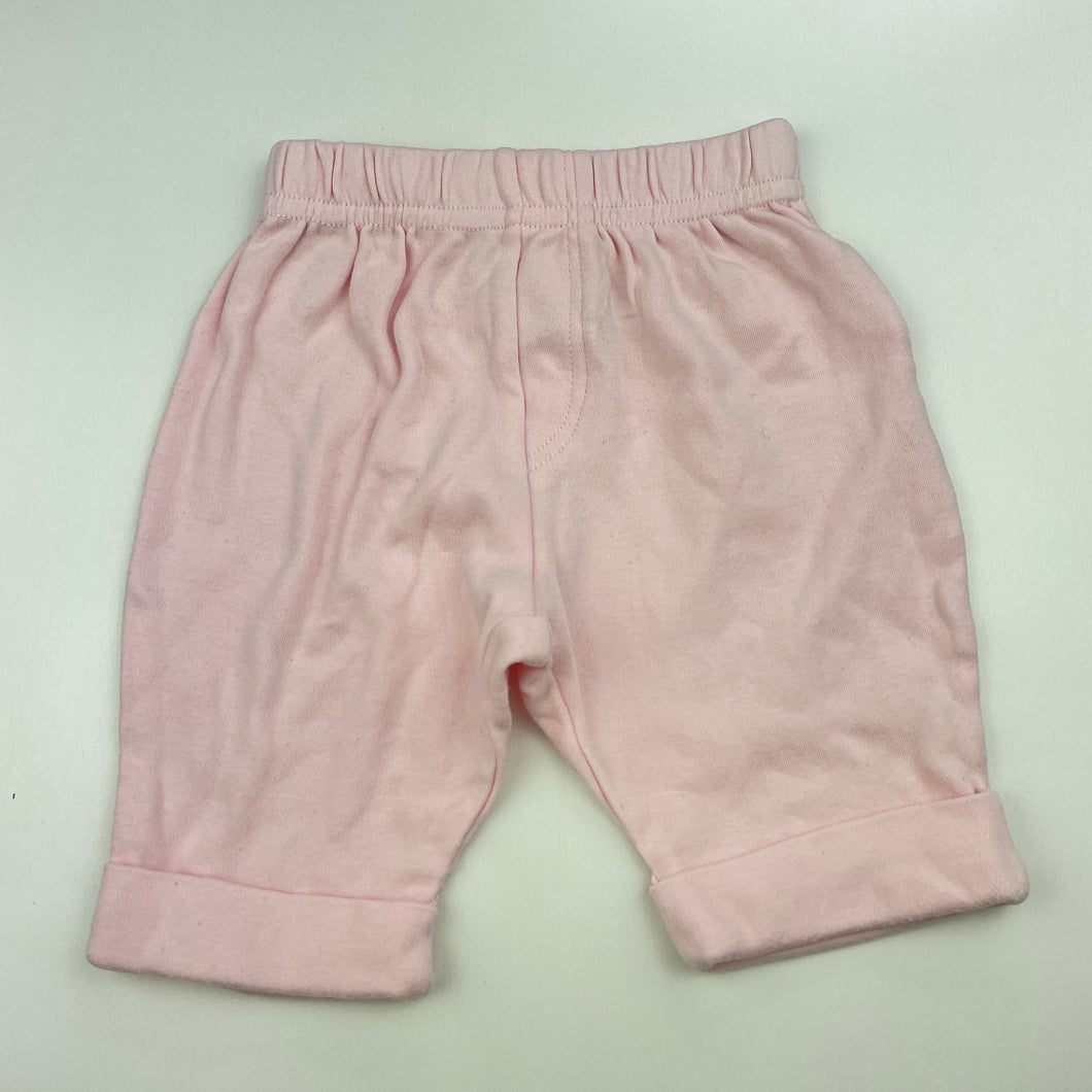 Girls Baby Solutions, pink cotton pants / bottoms, elasticated, FUC, size 0000,  