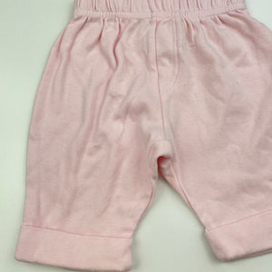 Girls Baby Solutions, pink cotton pants / bottoms, elasticated, FUC, size 0000,  