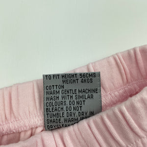 Girls Baby Solutions, pink cotton pants / bottoms, elasticated, FUC, size 0000,  
