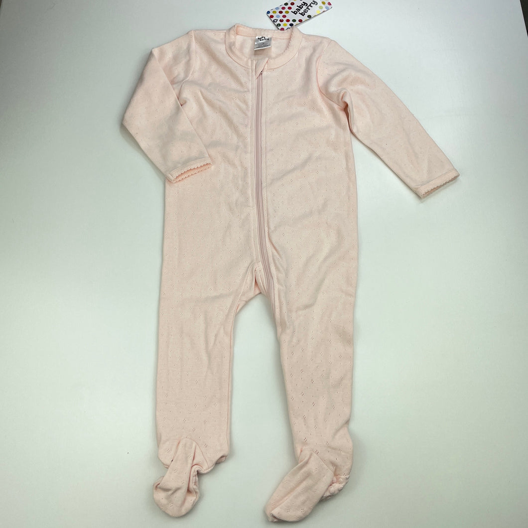 Girls Baby Berry, pointelle cotton zip coverall / romper, NEW, size 0,  