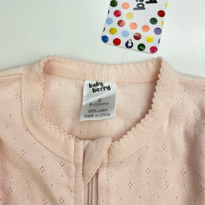 Girls Baby Berry, pointelle cotton zip coverall / romper, NEW, size 0,  