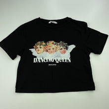 Load image into Gallery viewer, Girls SHEIN, black stretchy cropped t-shirt / top, EUC, size 9,  