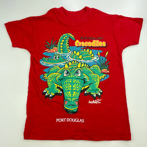 Boys Joey Roo Australia, red cotton t-shirt / top, crocodile, GUC, size 2,  