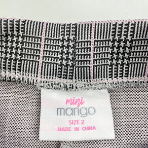 Girls Mango, checked lightweight pants, elasticated, Inside leg: 28cm, EUC, size 2,  