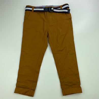 Boys Dymples, tan cotton chino pants, adjustable, Inside leg: 32.5cm, EUC, size 2,  