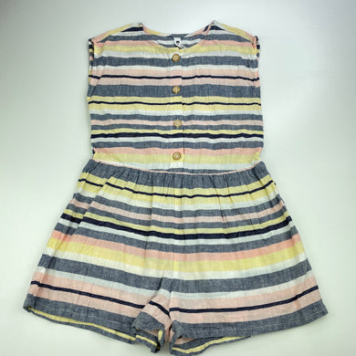 Girls KID, striped cotton / linen summer playsuit, EUC, size 6,  