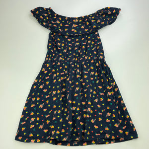 Girls Next, navy floral cotton casual dress, GUC, size 7, L: 58cm