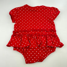 Load image into Gallery viewer, Girls BQT, red &amp; white spot Christmas romper, GUC, size 0,  