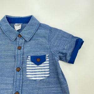 Boys Target, blue cotton short sleeve shirt, EUC, size 2,  
