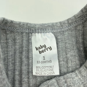 unisex Baby Berry, grey ribbed singlet top, GUC, size 1,  