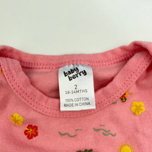 Girls Baby Berry, pink cotton bodysuit / romper, GUC, size 2,  