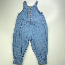 Load image into Gallery viewer, Girls KID, blue chambray cotton overalls, GUC, size 1,  