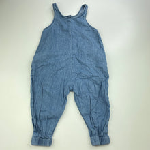 Load image into Gallery viewer, Girls KID, blue chambray cotton overalls, GUC, size 1,  