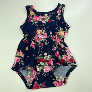 Girls PatPat, lightweight navy floral romper, FUC, size 00,  