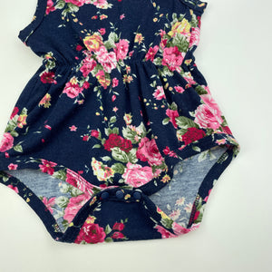Girls PatPat, lightweight navy floral romper, FUC, size 00,  