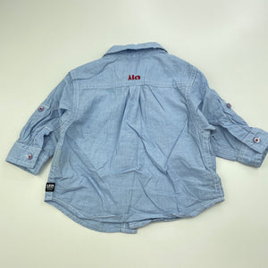Boys ABCD Industrie, lightweight cotton long sleeve shirt, GUC, size 00,  