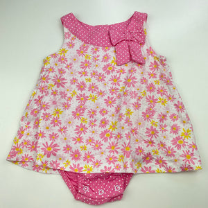 Girls Tiny Little Wonders, floral cotton summer romper, EUC, size 1,  