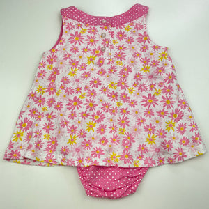 Girls Tiny Little Wonders, floral cotton summer romper, EUC, size 1,  