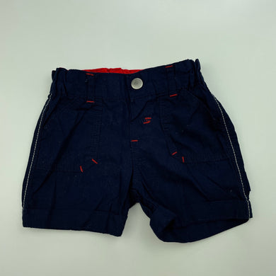 Boys Dymples, navy lightweight cotton shorts, adjustable, EUC, size 000,  